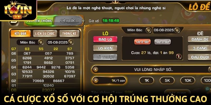 Cá cược xổ số lô đề với cơ hội trúng thưởng cao tại iWin